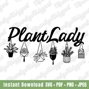 Pflanzen Lady SVG | Hängende Pflanze | Pflanzen-Liebhaber-Svg | Verrückte Pflanzen Lady | Pflanzen Lady T-Shirt SVG | Pflanze Elternteil | Stromkreis Cut Dateien