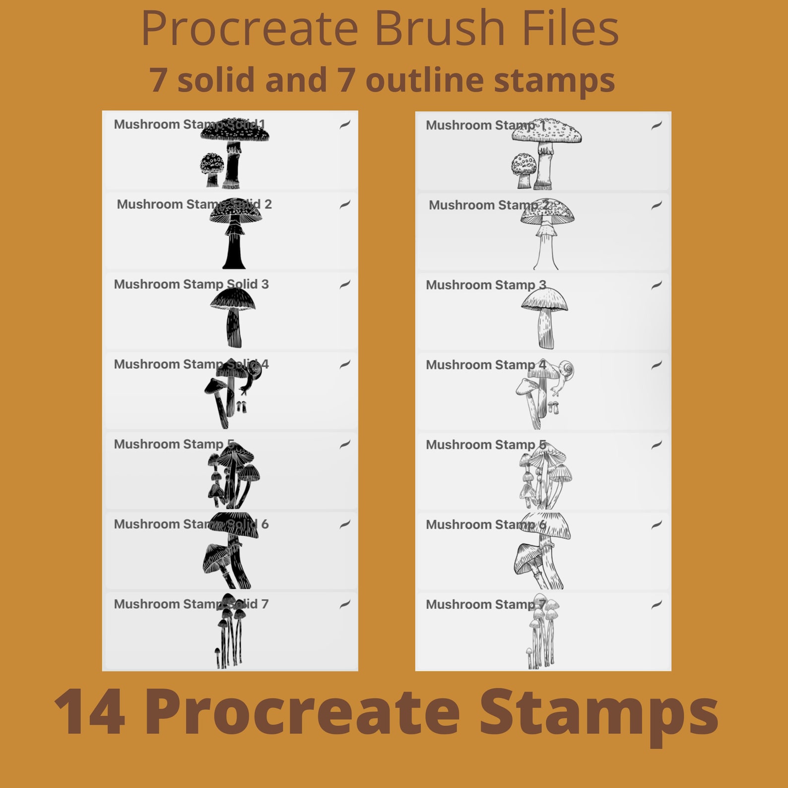 Procreate Mushroom Brushes | Procreate Mushroom Stamp | Fall Stamp ...