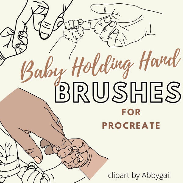 8 Baby Holding Hand Brushes | Procreate Sketch Brush | Baby Stamp | Procreate Stamp Set | Nursery Brush | Speed Painting | iPad