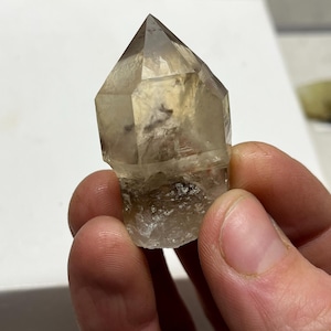 NV, USA, Citrine Scepter on Smoky Quartz, Hallelujah Junction, Nevada, United States
