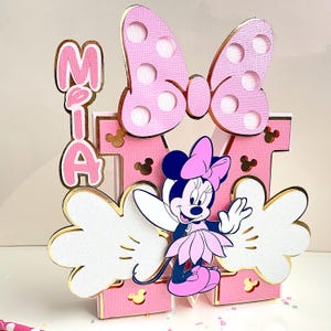 Decoración de Minnie Mouse, Letra 3D de Minnie Mouse, Cumpleaños de Minnie Mouse, Número 3D de Minnie Mouse, Centro de mesa de Minnie Mouse, Banner de Minnie Mouse