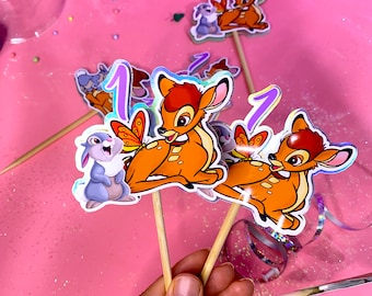 Ozdoby na babeczki urodzinowe Bambi, kwiatowe dekoracje na imprezę