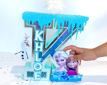 Frozen 3D Letter, Princess Party Decor, Disney 3D letters, Frozen Ice Princess Theme Party | Olaf Anna Birthday Decoration |