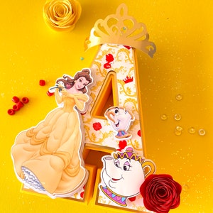 Lettres ou chiffres 3D de princesse, thème de fête de princesse, souvenir d'anniversaire de princesse, décoration de fête entre filles, centre de table de princesse, souvenirs