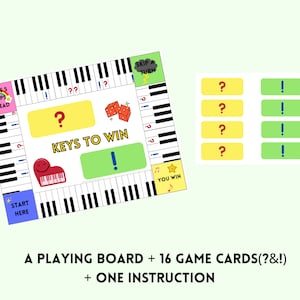 Keys To Win I Piano Lesson Board Game I Piano White Keys I Rhythmic Values I Musical Clefs