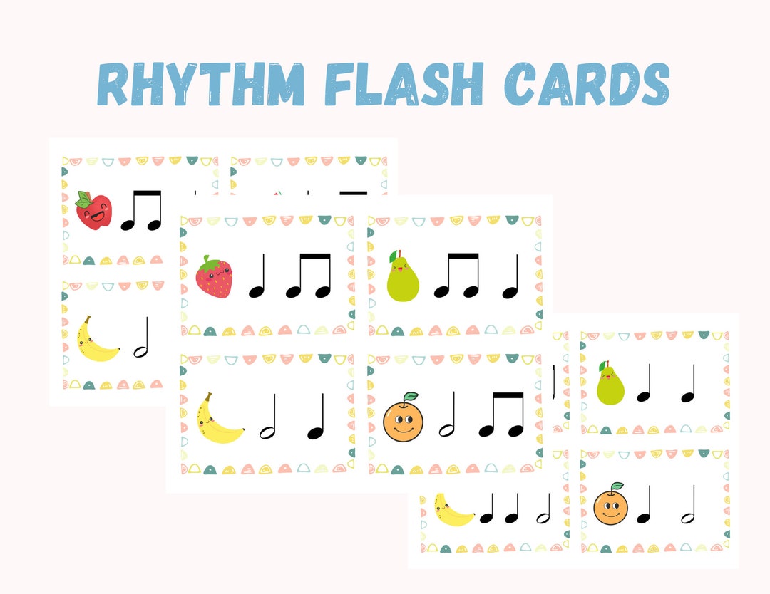 Rhythm Flash Cards I Clapping Activity I Quarter Note I Half Note I Two 8th Notes I Basic