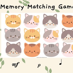 Op de afbeelding: Een memory-spel met 12 kleurrijke kattenillustraties. Elke kat heeft een ander patroon en een andere kleurencombinatie. Het spel is ontworpen voor kinderen en volwassenen om te spelen en hun geheugenvaardigheden te verbeteren.