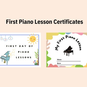 First Piano Lesson Certificates I Instant Download I Printable
