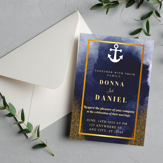 Naval Wedding Invitation Nautical Wedding Invitation Beach - Etsy