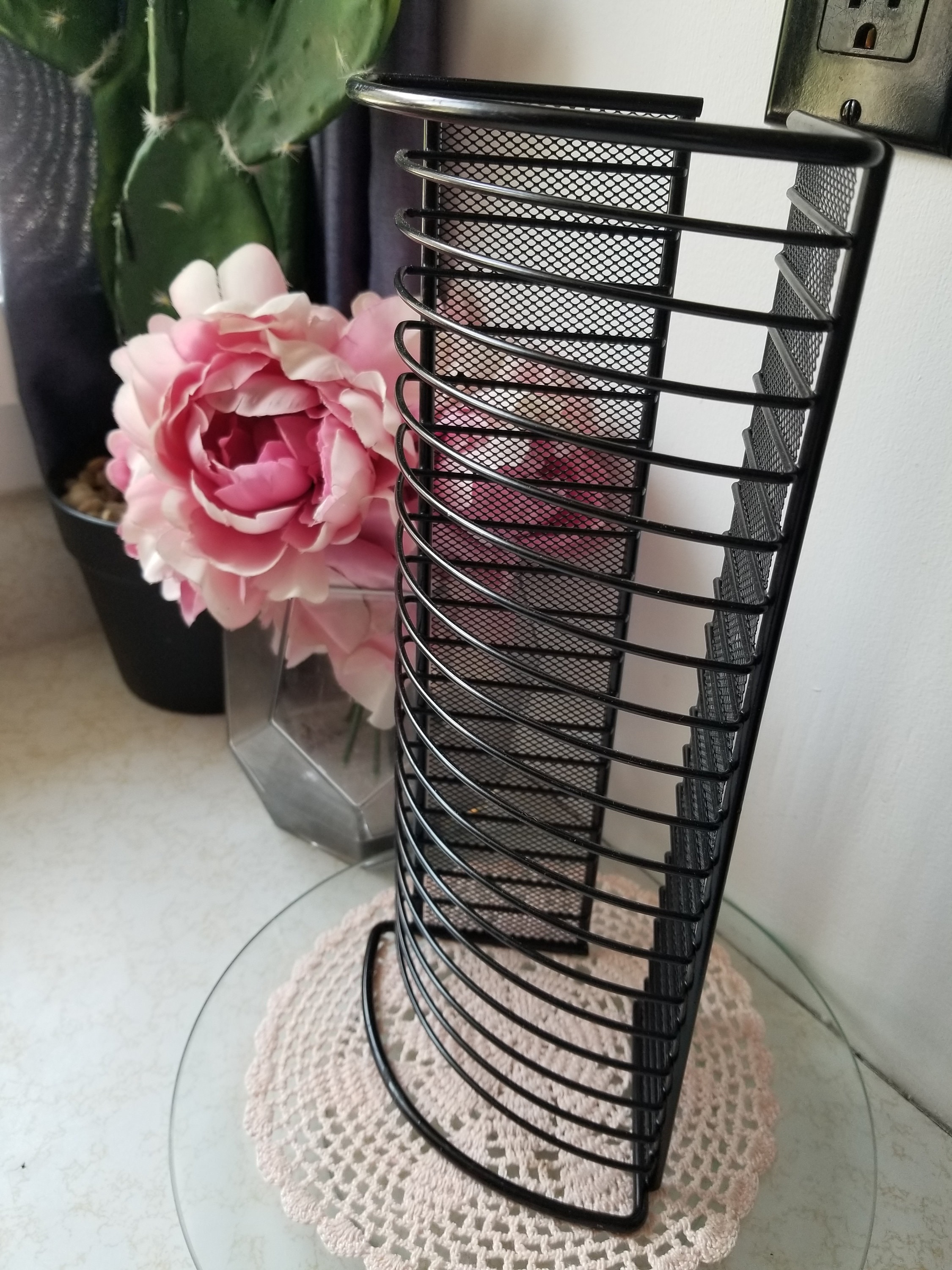 Vintage 1990s Atlantic Metal CD Tower Rack 12” Holds 20 Black Holder ...