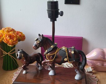Vintage Clydesdale Horse Lamp Kitsch Tabletop Lighting by Gilbert