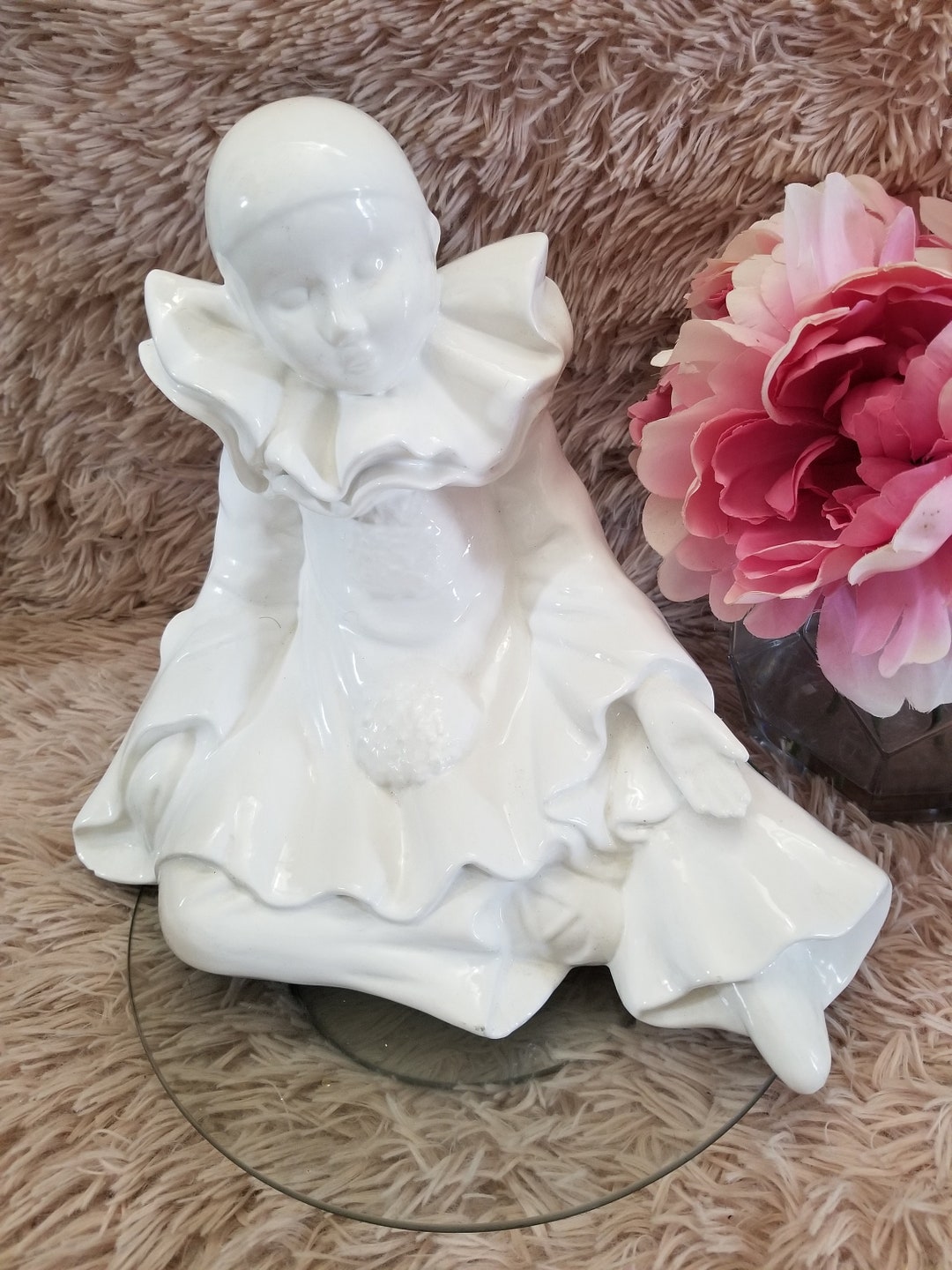 Poupon Artiste Pierrot Vintage PN France, Céramique Et Nylon, 20 Cm, Pièce Unique
