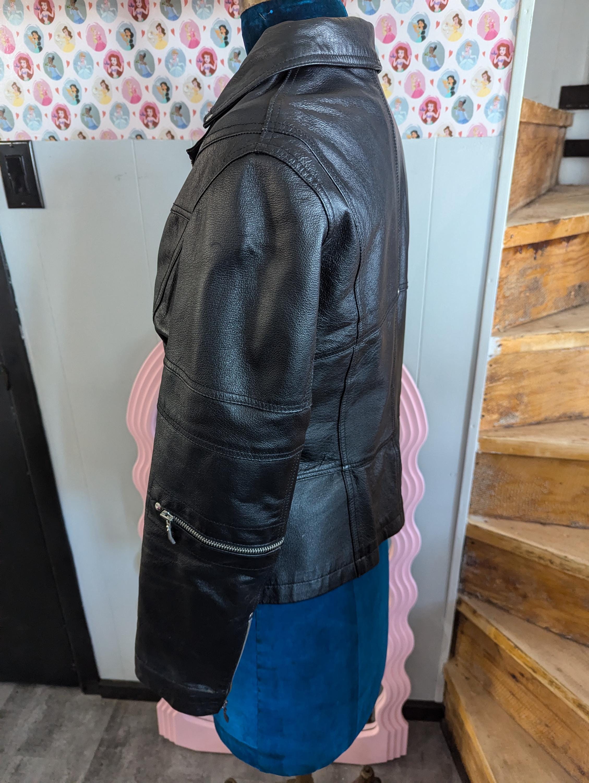 Vintage Oscar Leopold Black Leather Moto Jacket Size M - Etsy