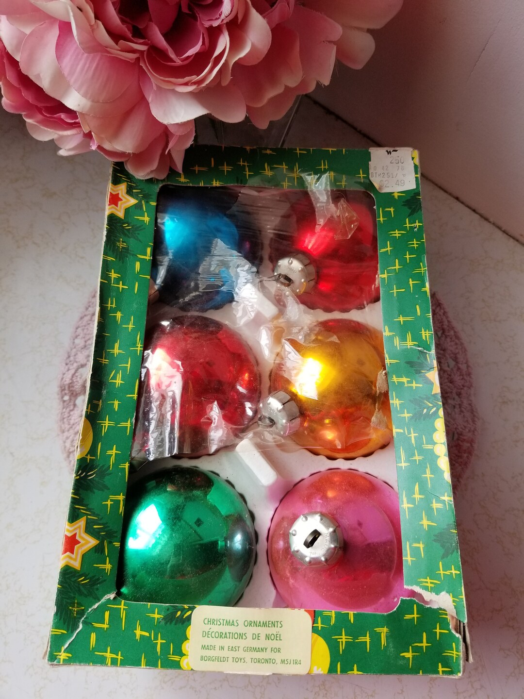 Vintage Big Christmas Colorful Glass Ornaments Made in East Etsy