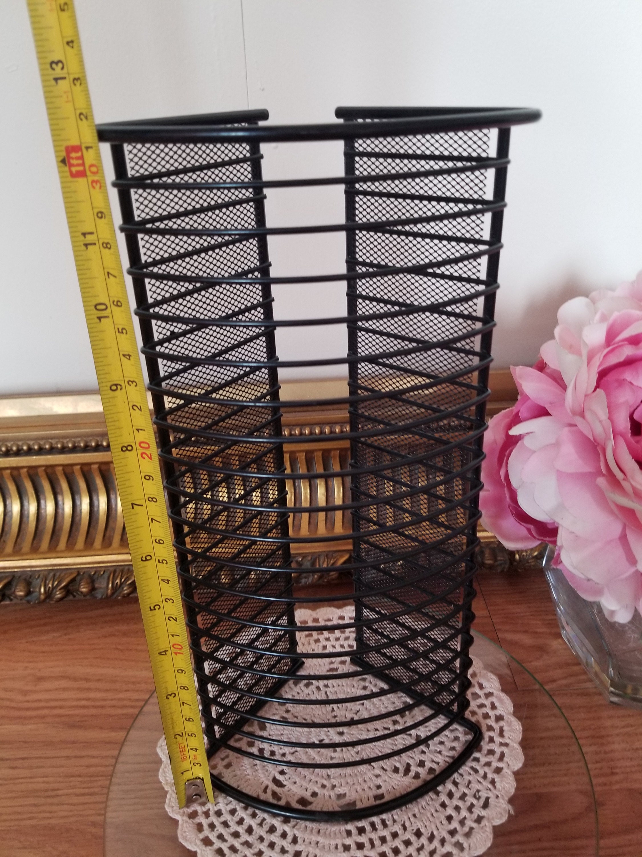 Vintage 1990s Atlantic Metal CD Tower Rack 12” Holds 20 Black