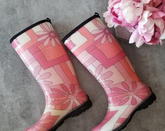 Bottes de pluie hautes femmes Kamik rose floral - Taille 6