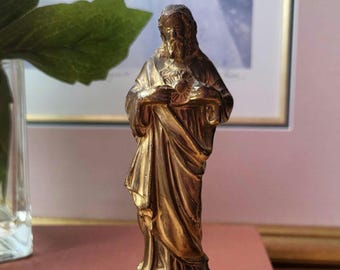 Statua del Sacro Cuore di Gesù in ottone vintage, stile vintage, regalo unico, regalo di inaugurazione della casa, regalo per la casa, regali cristiani di Nostro Signore, decorazione per l'altare domestico