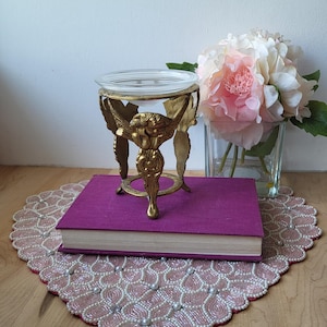 Vintage Footed Brass Plant Stand, Candle Baroque, Putty Angels, Cherub Babies, Ornate, Neoclassical, Crystal Ball Holder, Regencycore, Gift