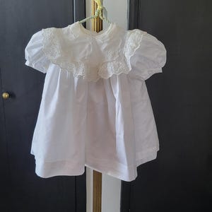 Baby White Dress, Vintage 1980, Girl&#39;s 18 Month Size Dress, Christening Gown Made in Brazil Bow Details