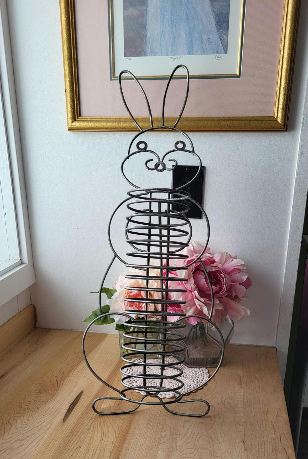 Vintage Wrought Iron CD or DVD Rack Novelty Bunny Rabbit With Stand Cd ...