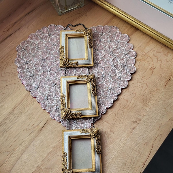 Vintage Picture Frame Set of 3 Hanging, Victorian Picture Frame, Wall hanging Photo Holder, Photo frame, Wall Art, Love shack Fancy