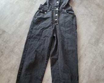 Vintage 1990er Jahre Lois Schwarze Jeans Latzhose Größe 27 x 30 / Vintage Overalls / Streetwear / Vintage Workwear / Made In Canada