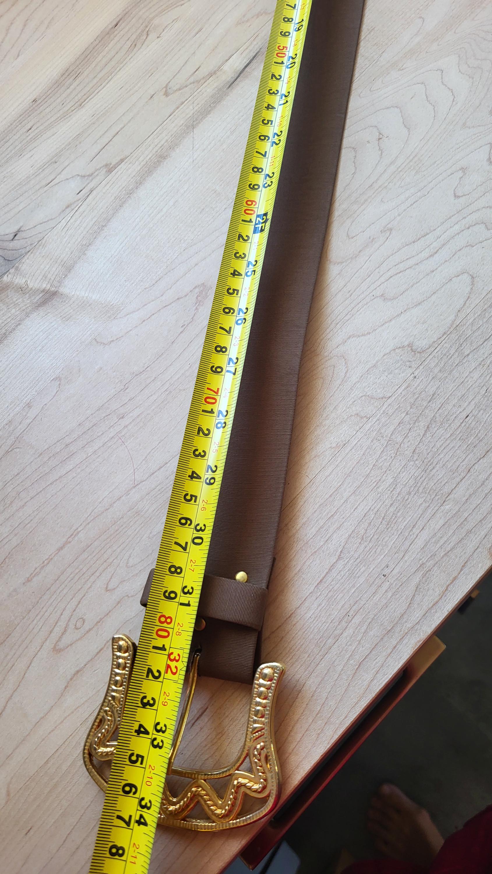 Vintage Canada Century Brown Fabric Belt Gold Belt Buckle  display picture 2