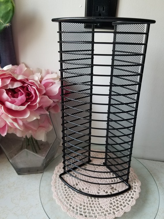 Vintage 1990s Atlantic Metal CD Tower Rack 12” Holds 20 Black