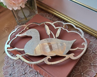 Dessous-de-plat canard en métal argenté