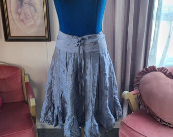 Y2k Blue Grey Shiny Skirt Witchy clothing , Fairy clothing , Elven clothing , Moving Skirt One Size