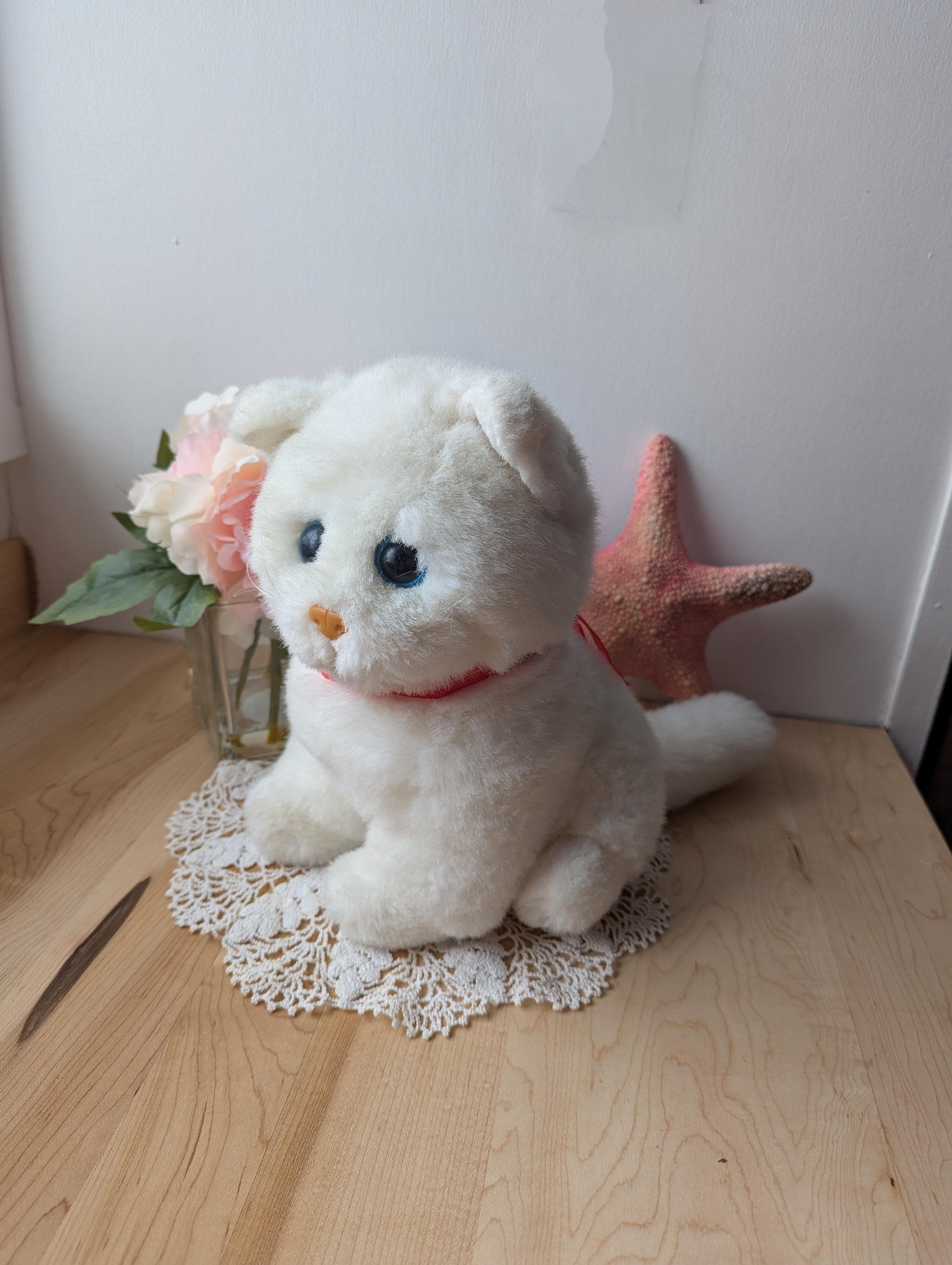 Rare Vintage 24k Polar Puffs 1994 Plush White Cat Kitten Stuffed