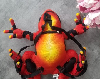 Y2k Red Poison Dart Frog Rainforest Stuffed Plush Adventure Planet Backpack Bag 16"