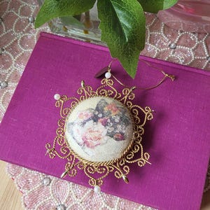 Vintage Trinket Box Sugar Coated Roses by Katherine&#39;s Christmas Ornament