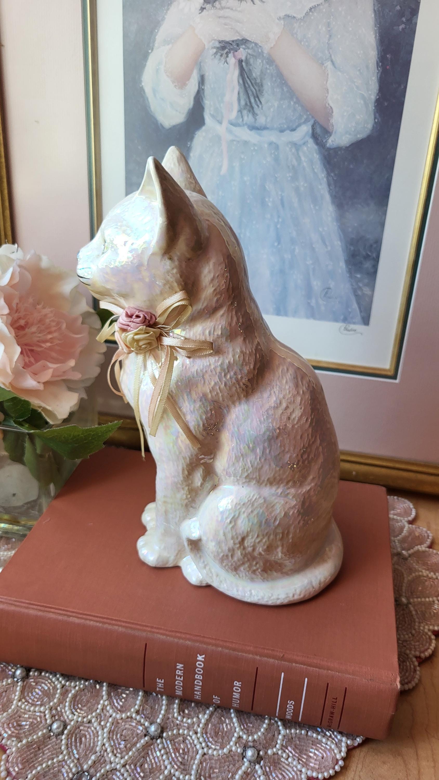 * antique cat ୨୧ * 小さな エメラルド色のリボンの 猫ちゃん antique cat ୨୧ * 小さな エメラルド色のリボンの 猫ちゃん