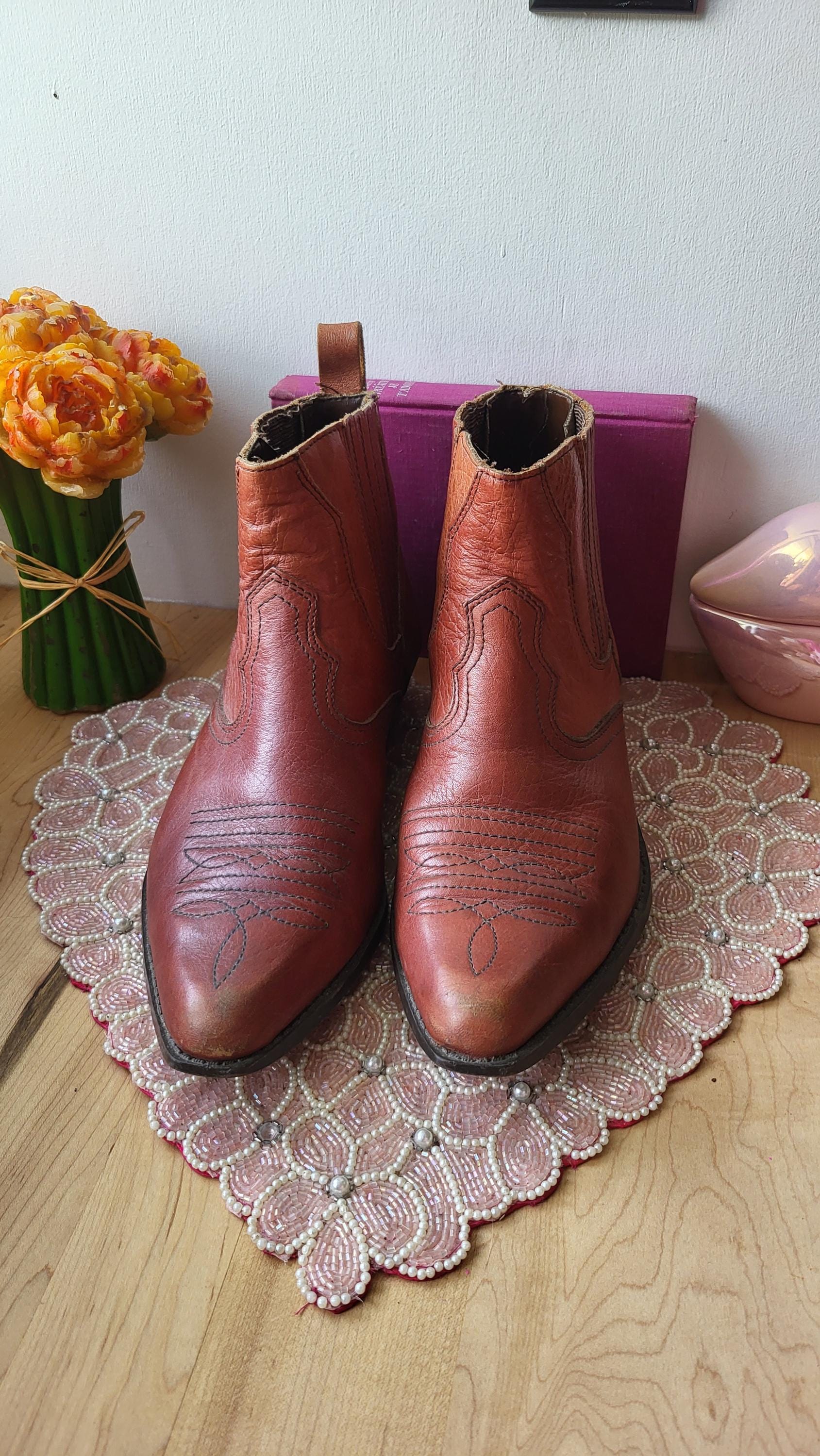 Bottes western vintage Texas 6,5 mm en cuir suédé, bout pointu