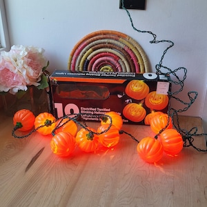 Vintage 90's Jack O Lantern String Lights Halloween Decor Pumpkin Lights