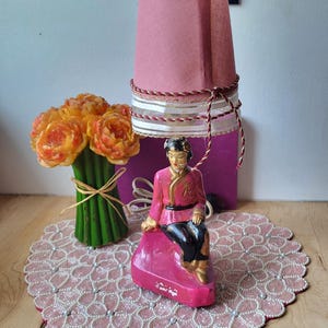 Vintage MCM Lamp with Pink Pretty Asian Lady Japan Oriental Figurine