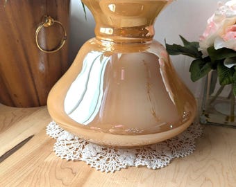 Vintage Marigold Carnival Glass Lamp Shade Replacement Opaque Glass Peach Iridescent Gold Lamp Shade Milk Glass Orange Lampshade Restoration
