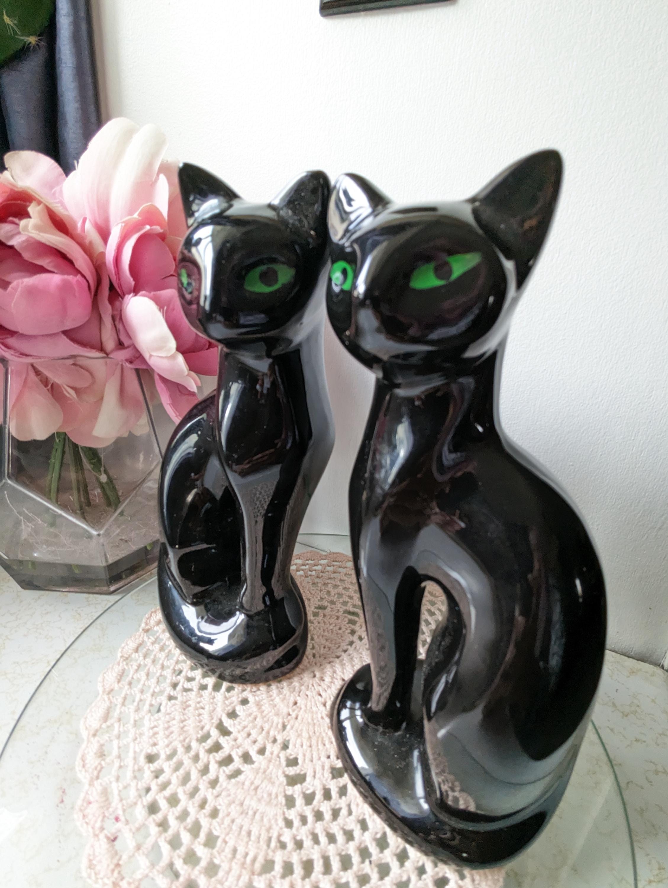 ヴィンテージ MCM セラミック ブラック キャット ペア 1950 年代