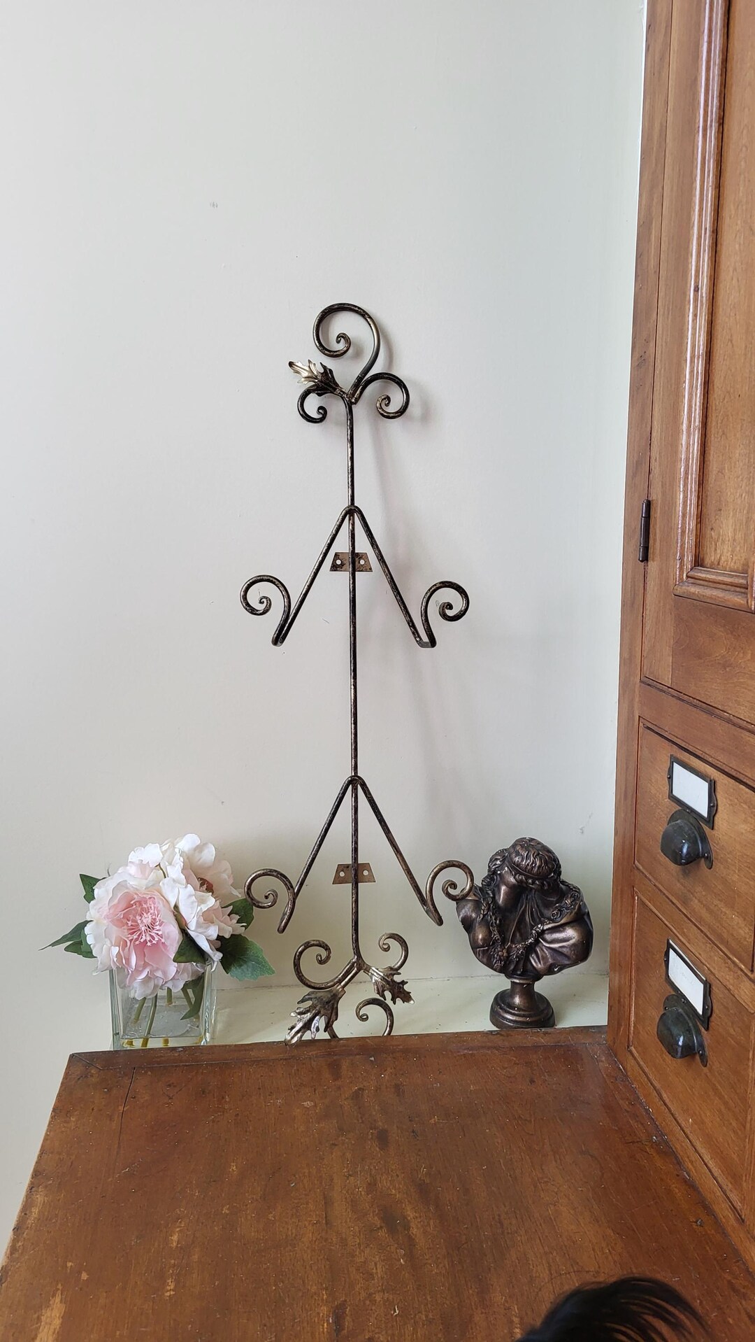 Vintage Gold Bronze Toned Wrought Iron Metal Plate Racks/framed Picture ...