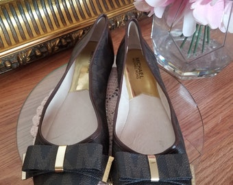 vintage classique ballet chaussures MK Micheal Kors chaussures plates marron et or taille 9