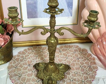 Vintage Gold Color Candleholder, candelabra, Candlestick, candle holder, vintage candleholder, taper candle holder