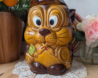 Vintage METLOX Squirrel Acorn Pinecone Cookie Jar MCM 1950