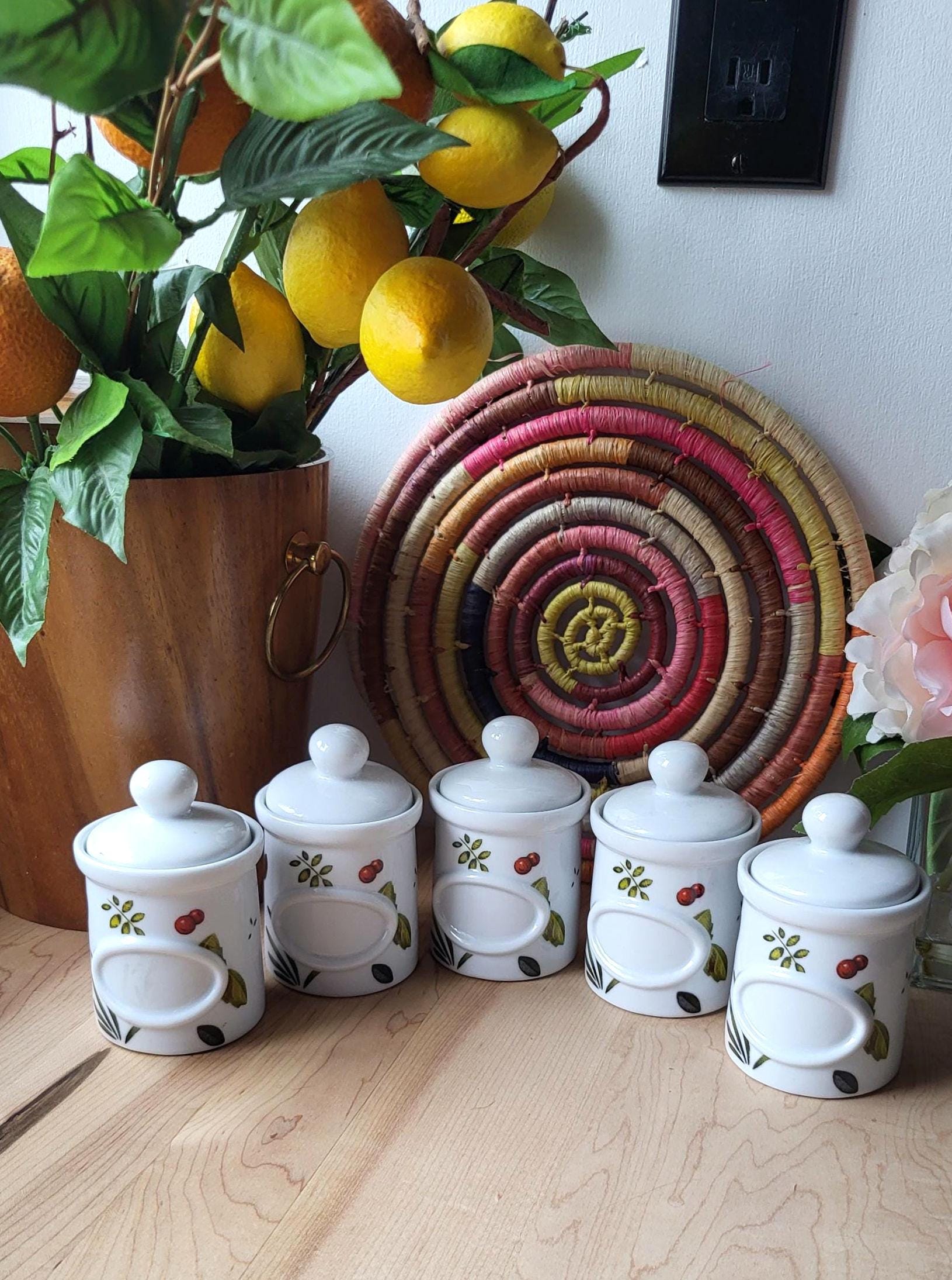 Vintage Ceramic Spice Containers Jar Set of 5