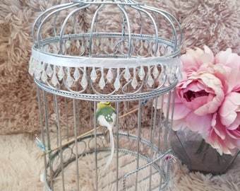 Vintage Bird Cage Silver Tone Metal Round Birdcage 17" X 8" 1/2 Wedding Decor