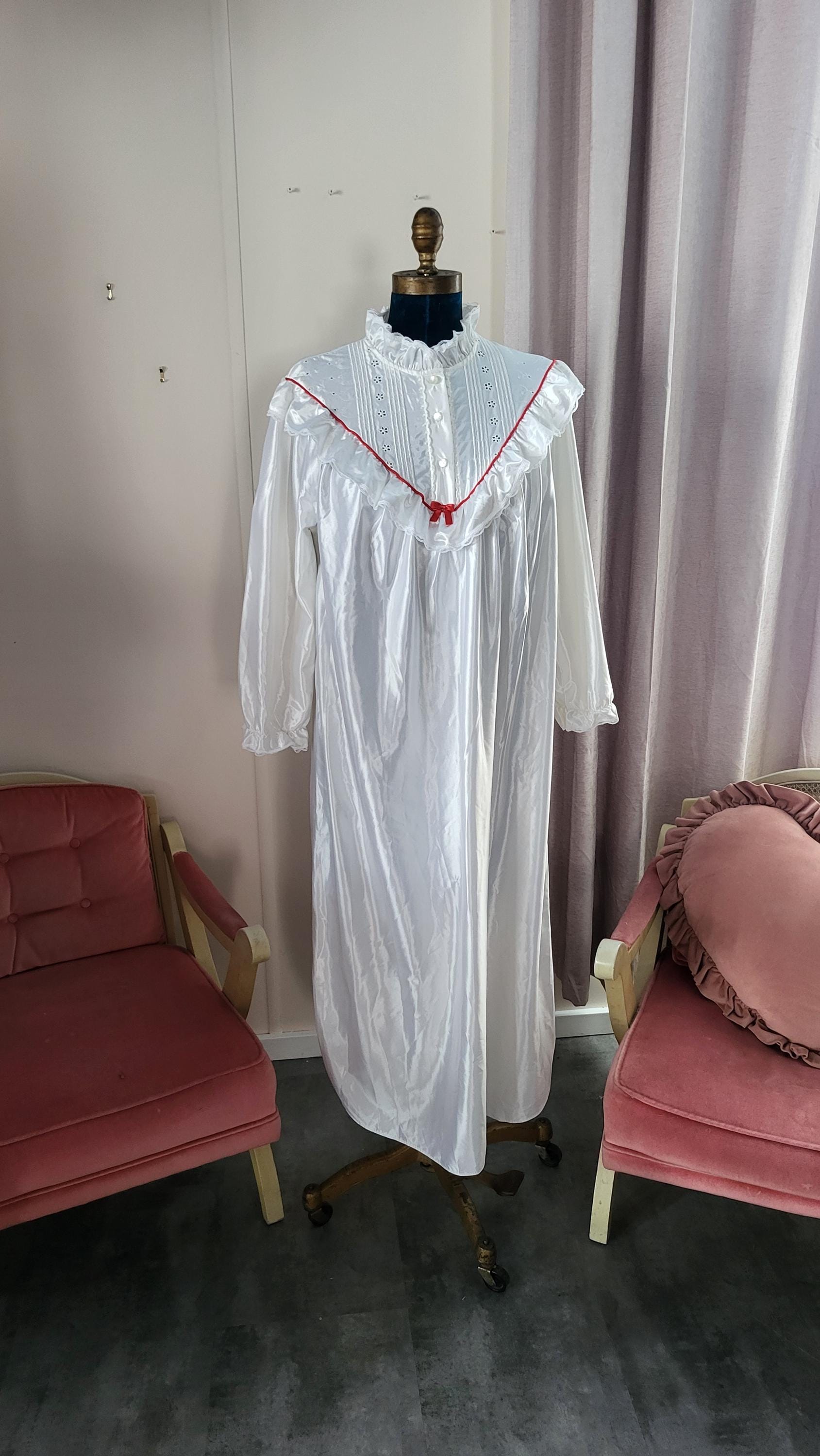 【美品】ジャル ニッコウ ショウジ エアライン エプロンドレス 70s 80s Precious Vintage 70s 80s Avon Fashion White Satin Babydoll Dress