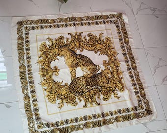Vintage Lise Watier Leopard Print Scarf, Made in Italy 34"X34" Wall Hanging Tapestry