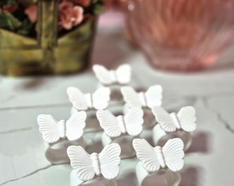 Vintage Butterfly Porcelain Napkin Rings Set of 8