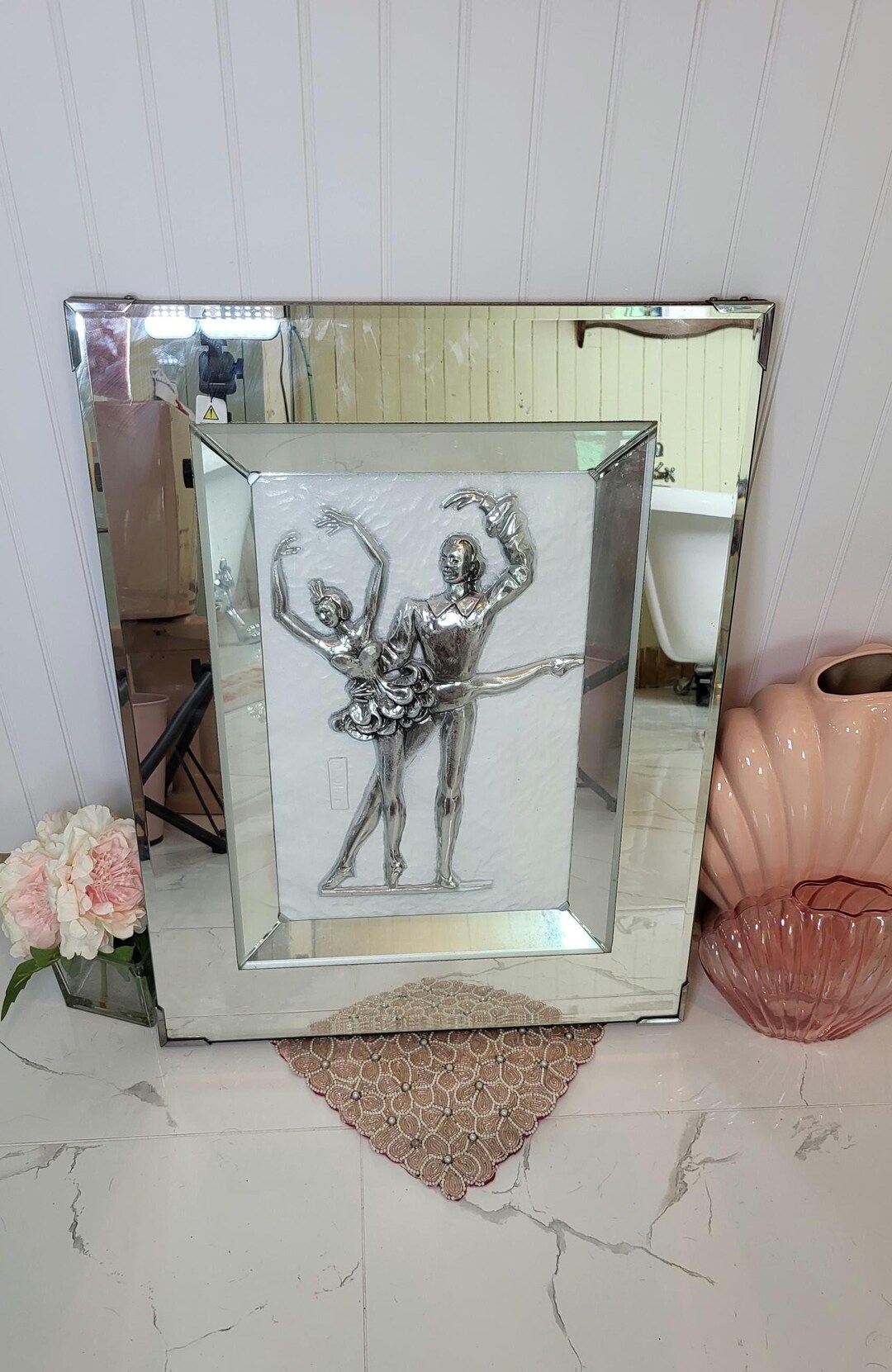 Vintage 80's Mirrored Box Frame With Ballerinas Hollywood Regency Art ...