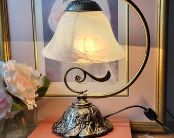 Reserved Antique French Art Nouveau Boudoir Lamp: Beaded Brass